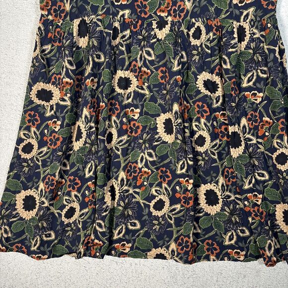 Natural Life Mini Dress Women’s Size XXL Empire Waist Smocked Chest Dark Florals - Picture 5 of 15
